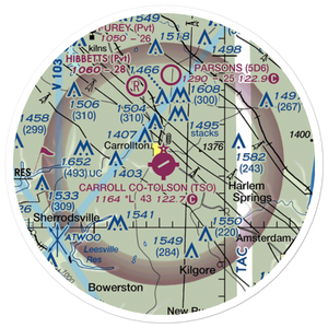 Carroll County-Tolson Airport (TSO) VFR Sectional Sticker (20 mile)