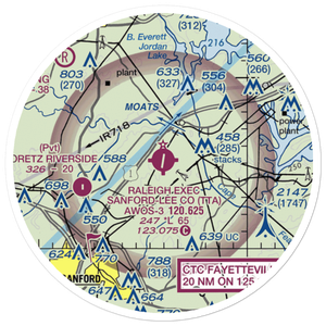 Sanford-Lee County Regional Airport (TTA) VFR Sectional Sticker (20 mile)