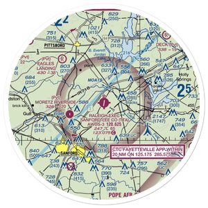 Sanford-Lee County Regional Airport (TTA) VFR Sectional Sticker (30 mile)