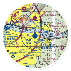 Portland Troutdale Airport (TTD) VFR Sectional Sticker (20 mile)