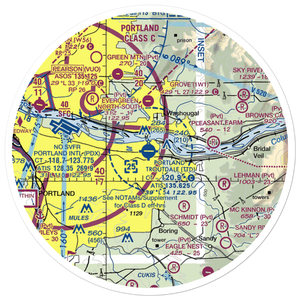 Portland Troutdale Airport (TTD) VFR Sectional Sticker (30 mile)