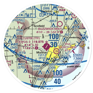 Custer Airport (TTF) VFR Sectional Sticker (20 mile)