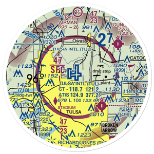 Tulsa International Airport (TUL) VFR Sectional Sticker (20 mile)