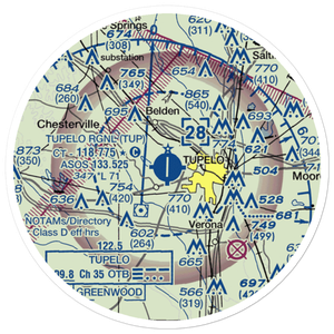 Tupelo Regional Airport (TUP) VFR Sectional Sticker (20 mile)