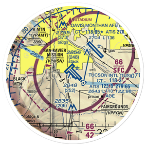 Tucson International Airport (TUS) VFR Sectional Sticker (20 mile)