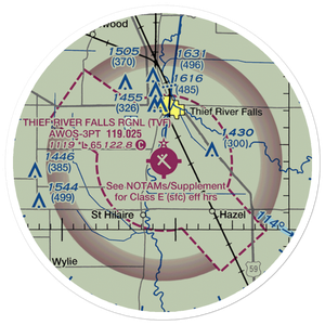 Thief River Falls Regional Airport (TVF) VFR Sectional Sticker (20 mile)