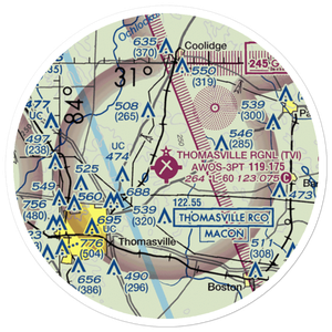Thomasville Regional Airport (TVI) VFR Sectional Sticker (20 mile)