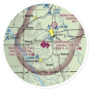Centerville Municipal Airport (TVK) VFR Sectional Sticker (20 mile)