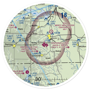 Centerville Municipal Airport (TVK) VFR Sectional Sticker (30 mile)