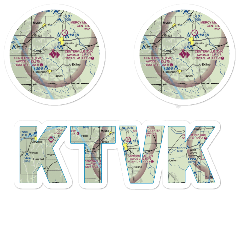 Centerville Municipal Airport (TVK) VFR Sectional Sticker Pack 