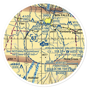 Joslin Field Magic Valley Regional Airport (TWF) VFR Sectional Sticker (20 mile)