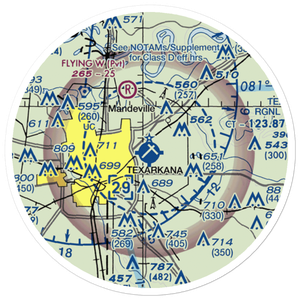 Texarkana Regional Webb Field (TXK) VFR Sectional Sticker (20 mile)