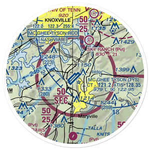 McGhee Tyson Airport (TYS) VFR Sectional Sticker (20 mile)