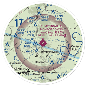 Tompkinsville Monroe County Airport (TZV) VFR Sectional Sticker (20 mile)