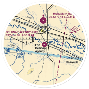 Fort Belknap Agency Airport (U09) VFR Sectional Sticker (20 mile)