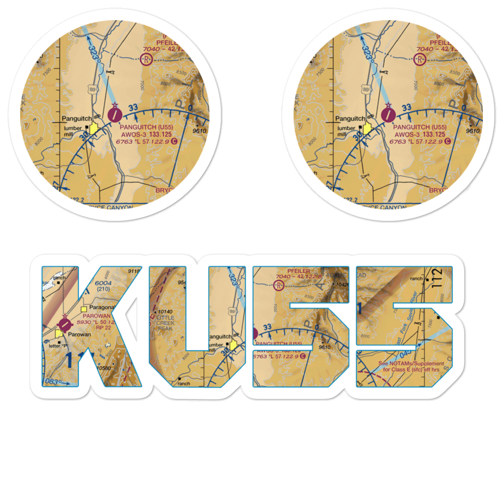 Panguitch Municipal Airport (U55) VFR Sectional Sticker Pack 