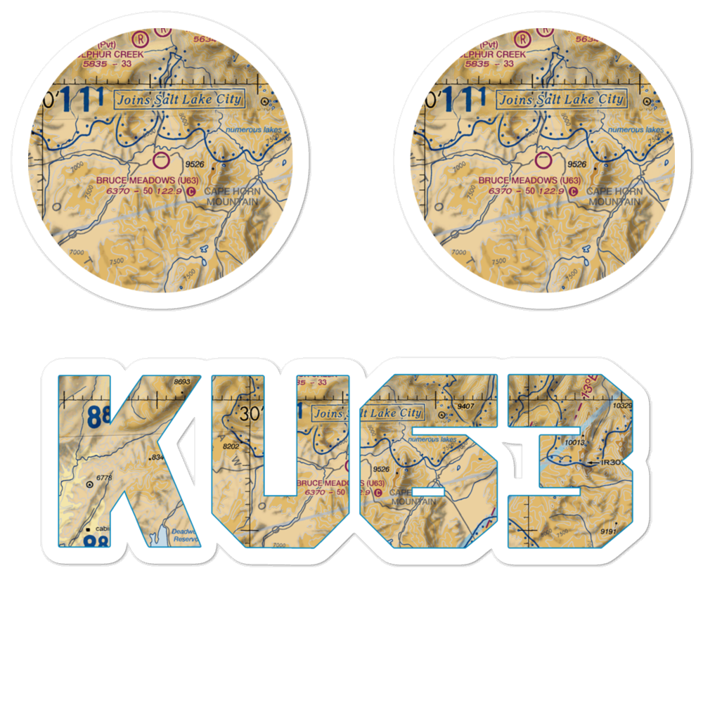Bruce Meadows Airport (U63) VFR Sectional Sticker Pack 