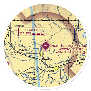 North Big Horn County Airport (U68) VFR Sectional Sticker (20 mile)