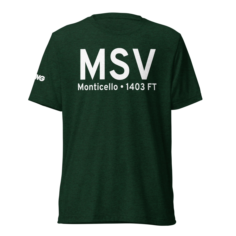 Monticello (KMSV) Airport Tri-blend T-Shirt 