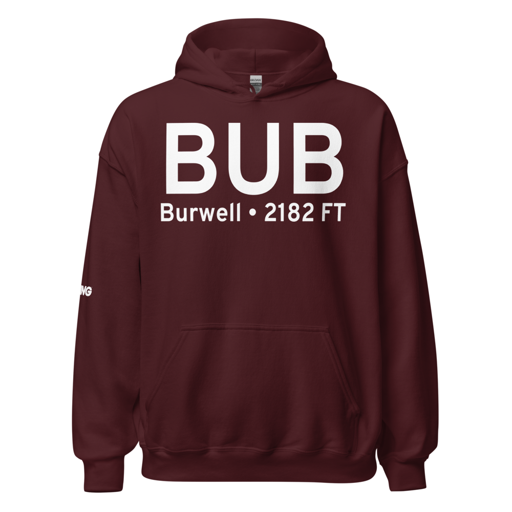Burwell (KBUB) Airport Hoodie Sweatshirt 