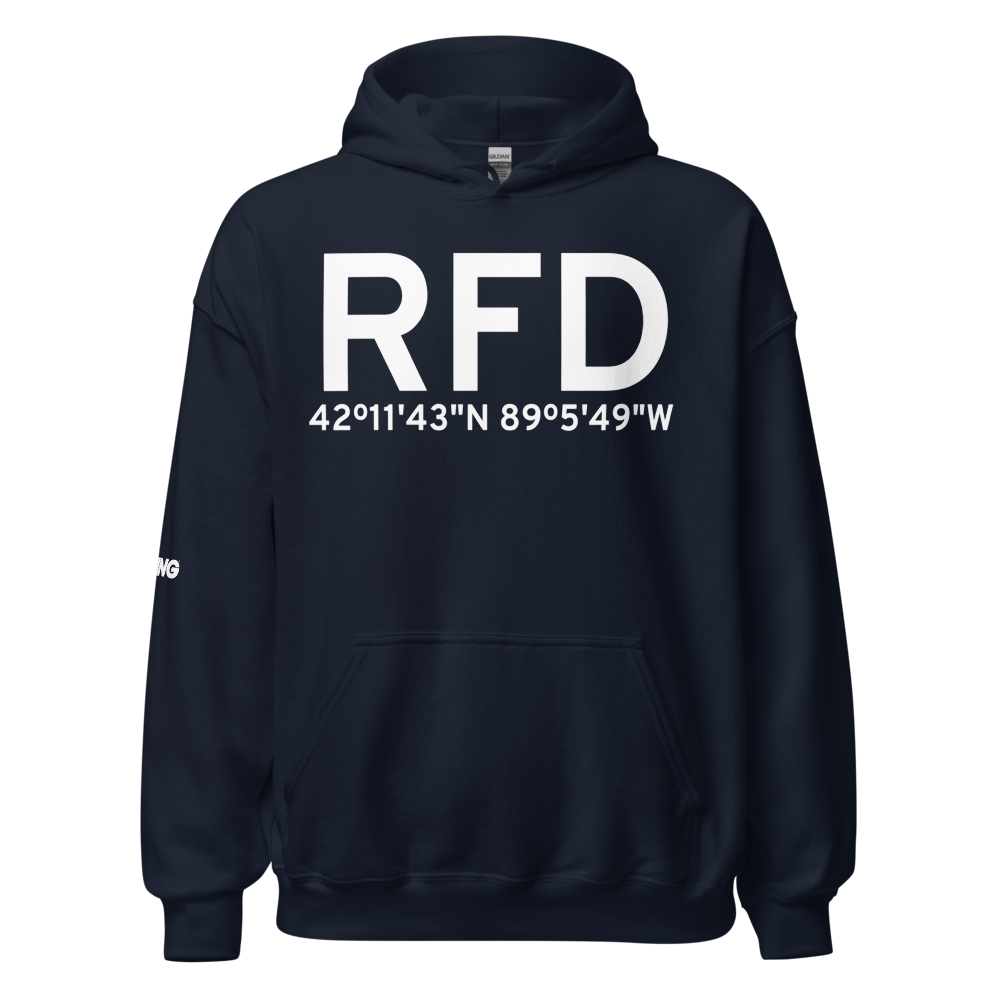 Chicago/Rockford (KRFD) Airport Hoodie Sweatshirt 