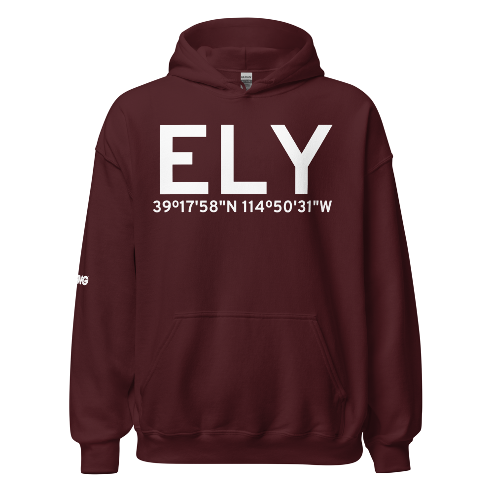 Ely (KELY) Airport Hoodie Sweatshirt 