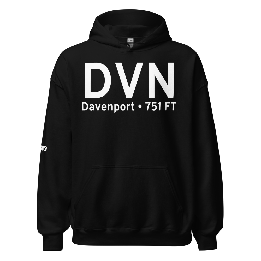 Davenport (KDVN) Airport Hoodie Sweatshirt 
