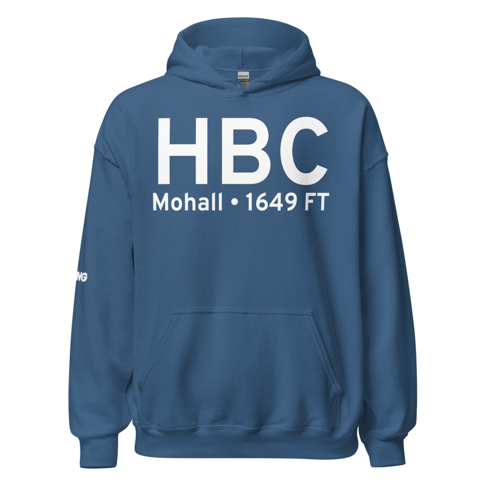 Mohall (KHBC) Airport Hoodie Sweatshirt 
