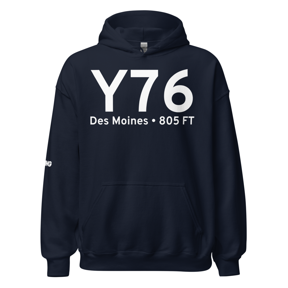 Des Moines (Y76) Airport Hoodie Sweatshirt 
