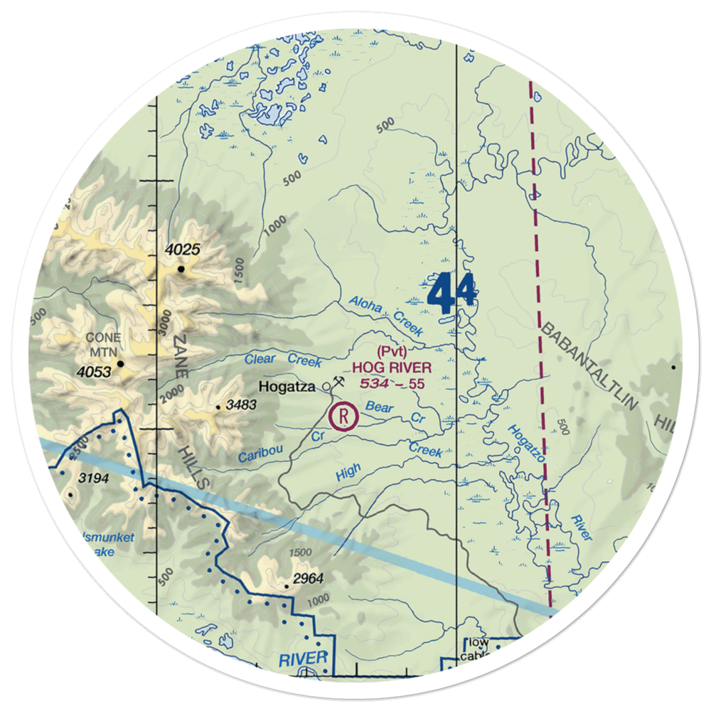 Hog River Airport (HGZ) VFR Sectional Sticker (30 mile) 