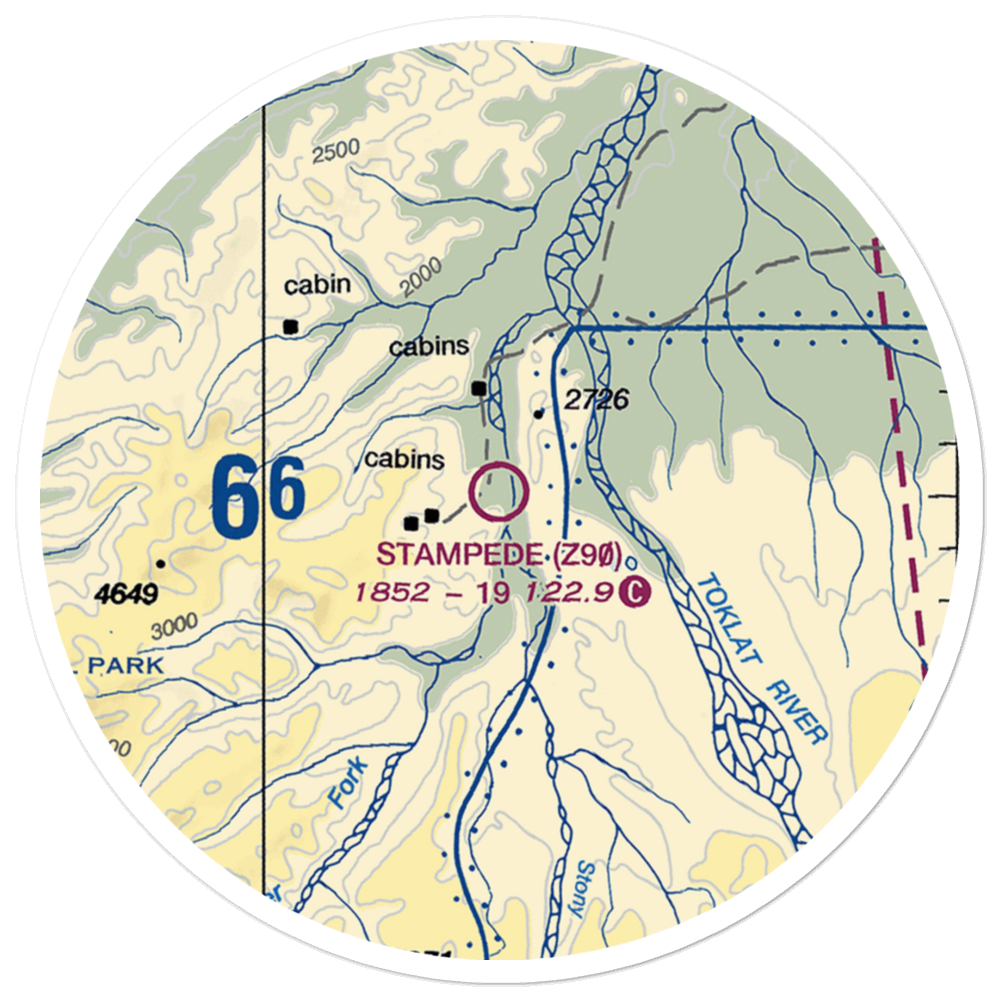Stampede Airport (Z90) VFR Sectional Sticker (20 mile) 