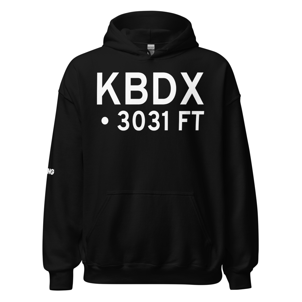 Broadus Airport (KBDX) ICAO Hoodie Sweatshirt 