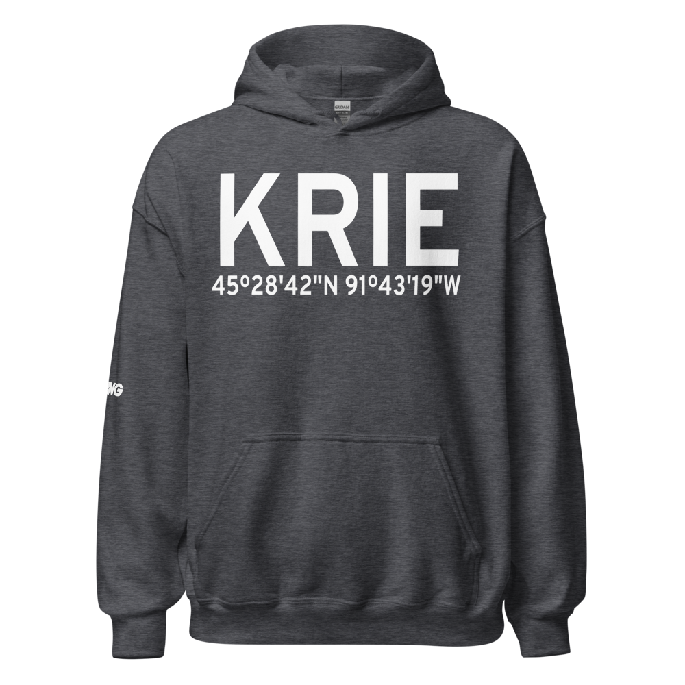 Rice Lake Airport (KRIE) ICAO Hoodie Sweatshirt 