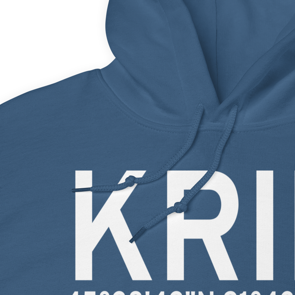 Rice Lake Airport (KRIE) ICAO Hoodie Sweatshirt 
