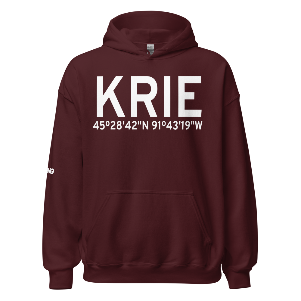 Rice Lake Airport (KRIE) ICAO Hoodie Sweatshirt 