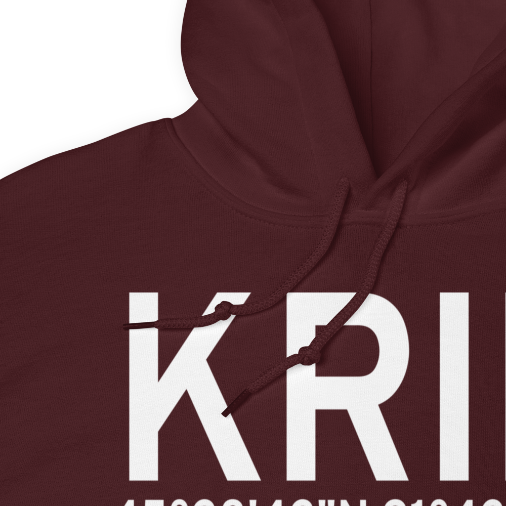 Rice Lake Airport (KRIE) ICAO Hoodie Sweatshirt 