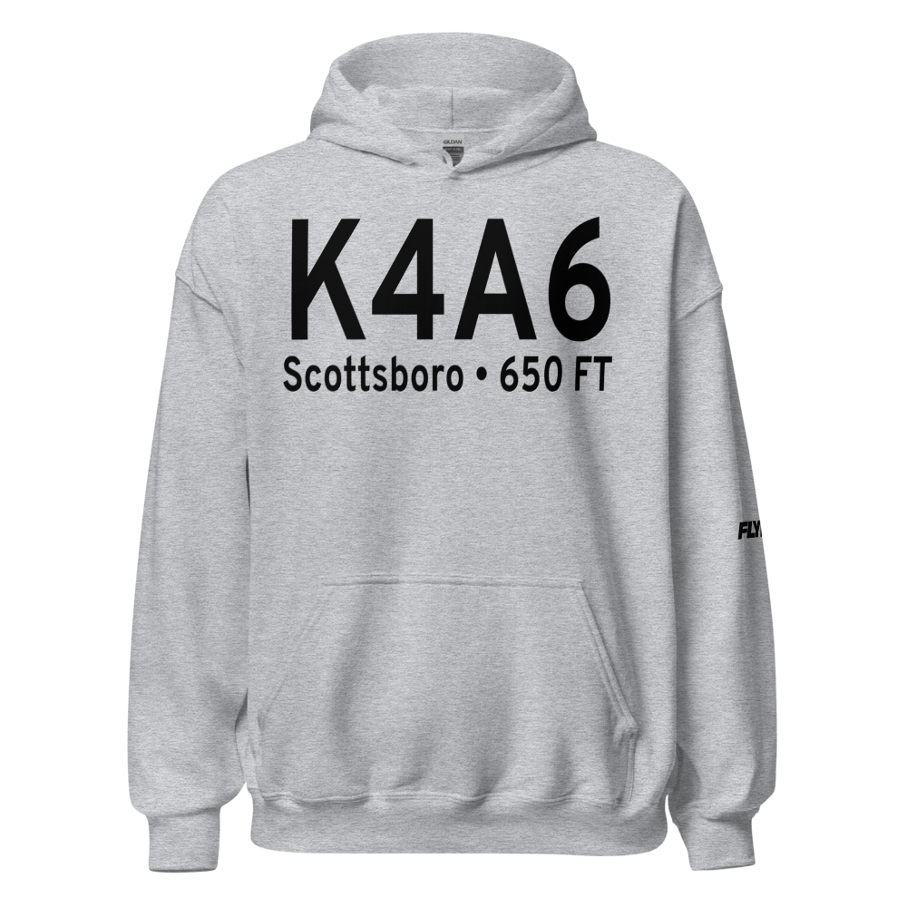 Scottsboro Municipal Word Field (K4A6) ICAO Hoodie Sweatshirt 
