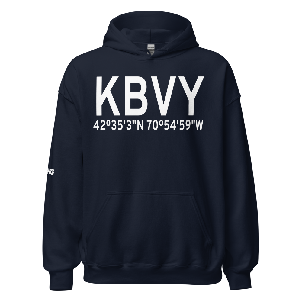 Beverly Municipal Airport (KBVY) ICAO Hoodie Sweatshirt 