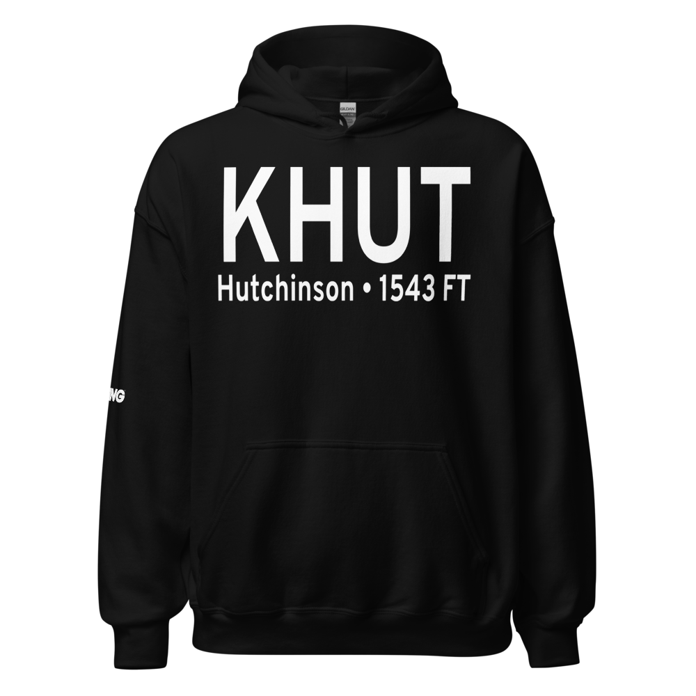 Hutchinson Municipal Airport (KHUT) ICAO Hoodie Sweatshirt 