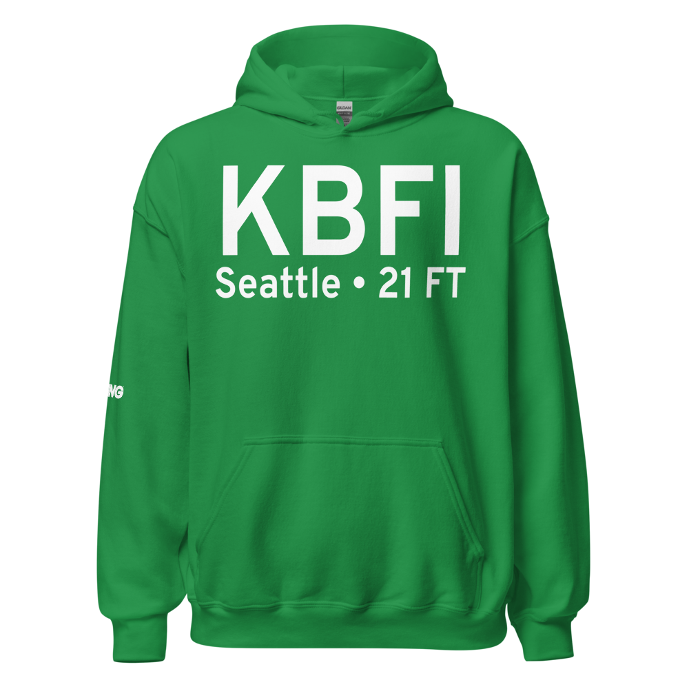 Boeing Field King County International Airport (KBFI) ICAO Hoodie Sweatshirt 