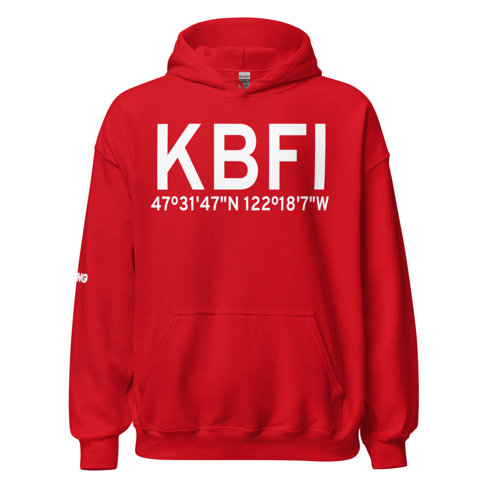 Boeing Field King County International Airport (KBFI) ICAO Hoodie Sweatshirt 