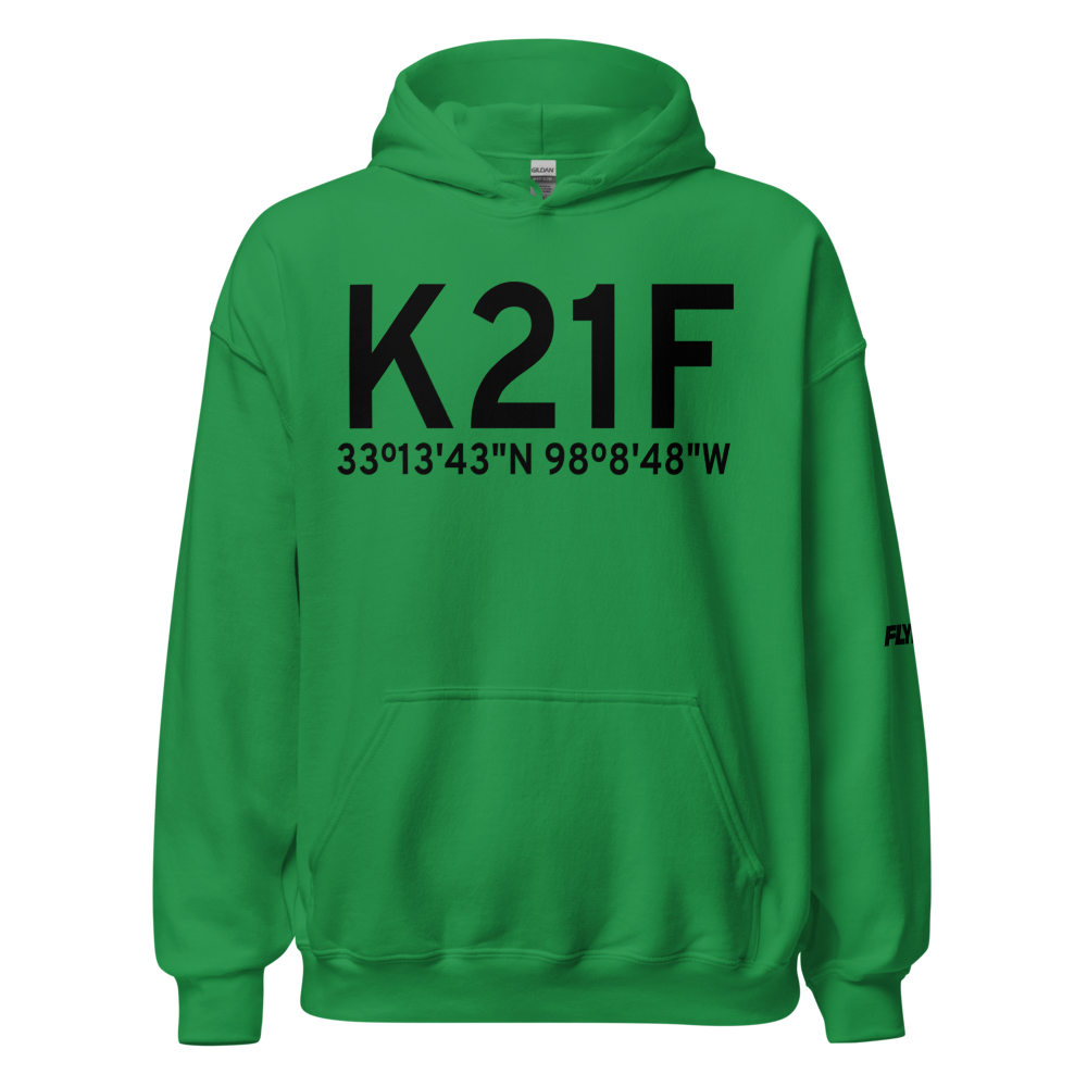 Jacksboro Municipal Airport (K21F) ICAO Hoodie Sweatshirt 