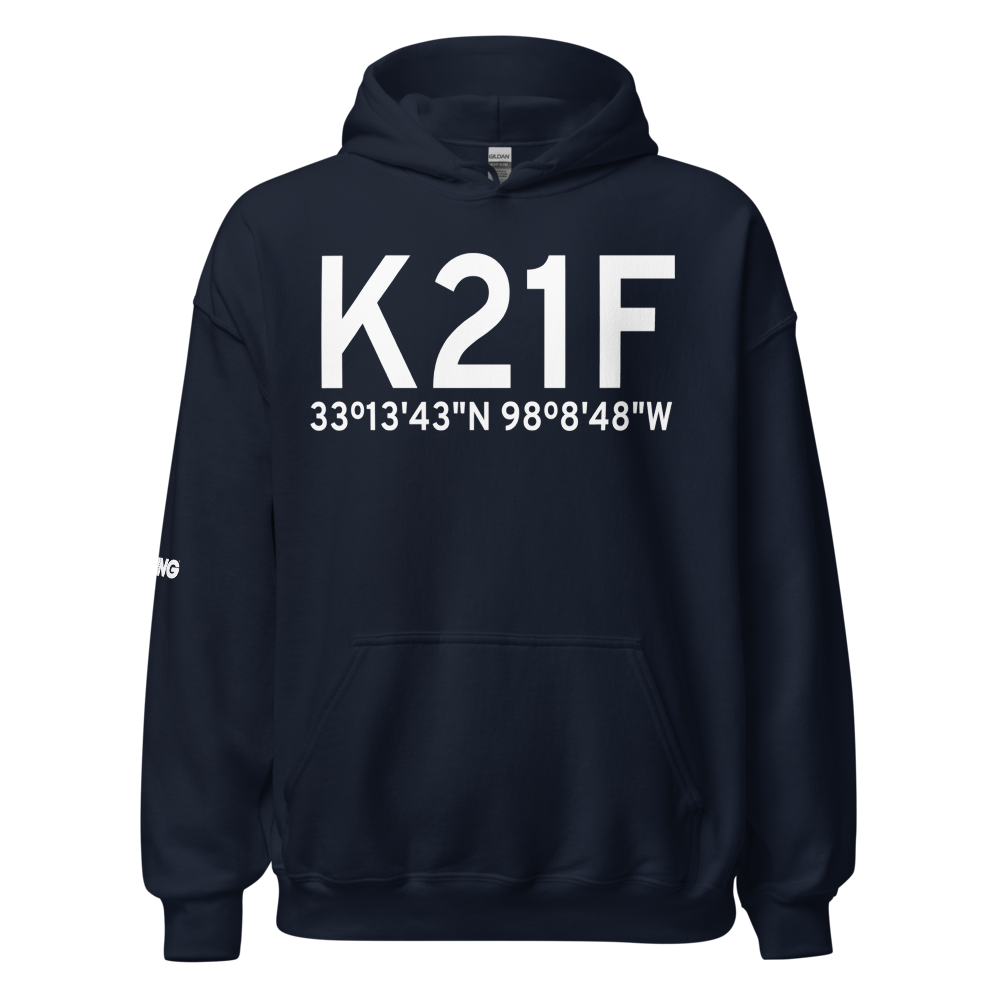 Jacksboro Municipal Airport (K21F) ICAO Hoodie Sweatshirt 