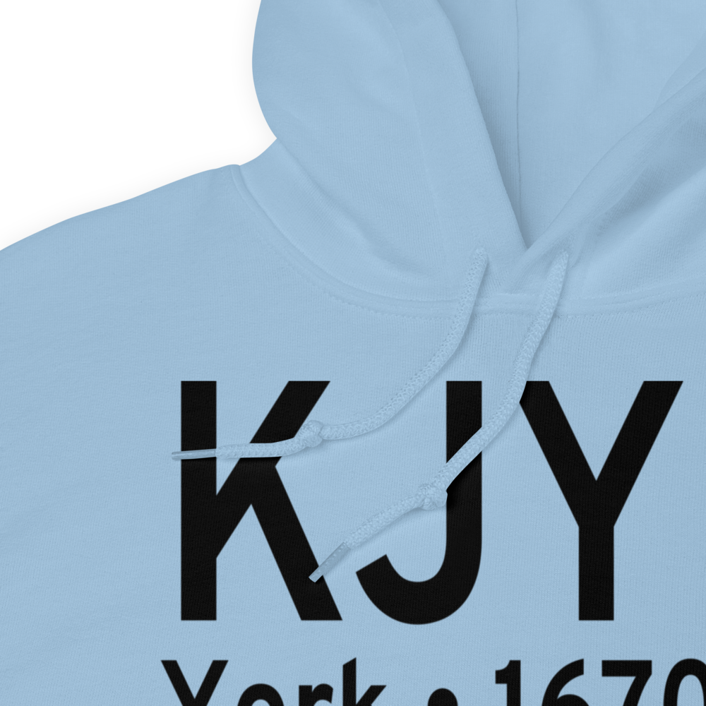 York Municipal Airport (KJYR) ICAO Hoodie Sweatshirt 
