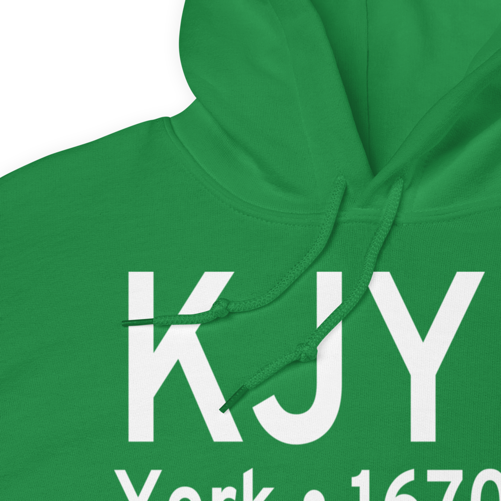 York Municipal Airport (KJYR) ICAO Hoodie Sweatshirt 