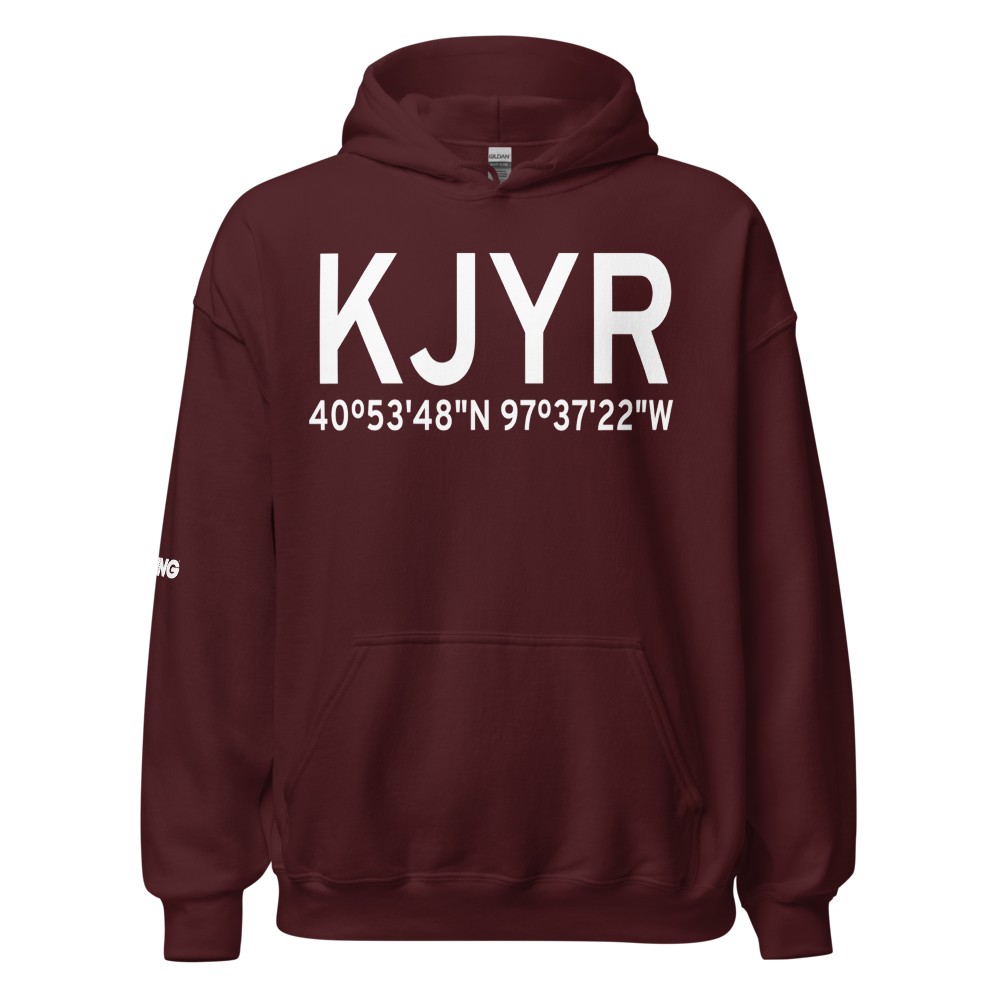 York Municipal Airport (KJYR) ICAO Hoodie Sweatshirt 