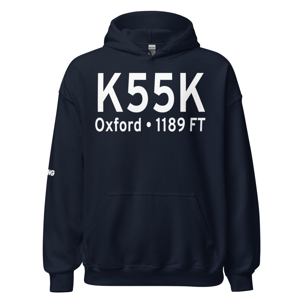 Oxford Municipal Airport (K55K) ICAO Hoodie Sweatshirt 