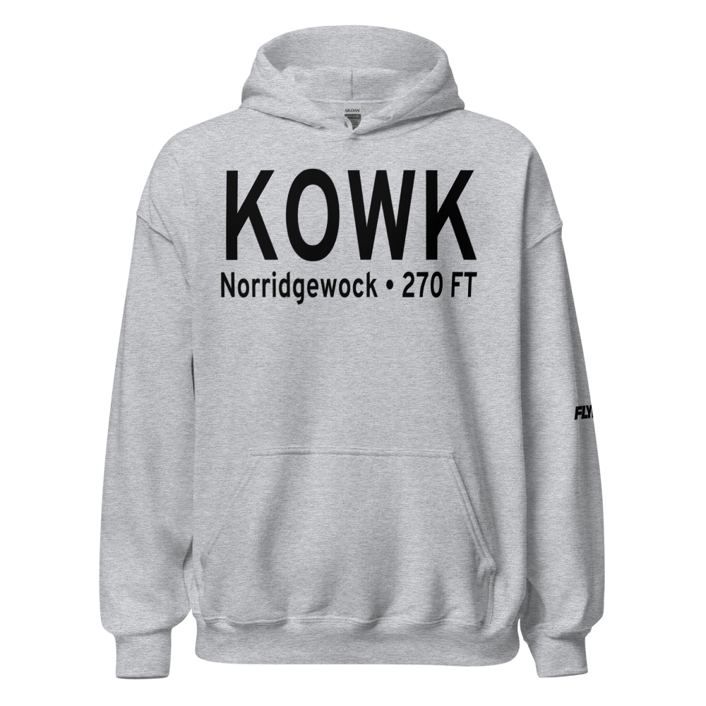 Central Maine Airport of Norridgewock (KOWK) ICAO Hoodie Sweatshirt 