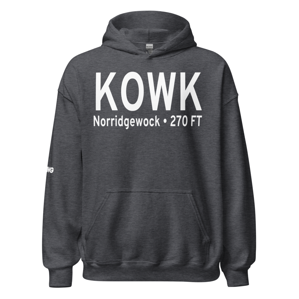 Central Maine Airport of Norridgewock (KOWK) ICAO Hoodie Sweatshirt 