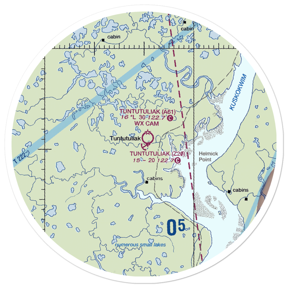 Tuntutuliak Seaplane Base (Z20) VFR Sectional Sticker (30 mile) 